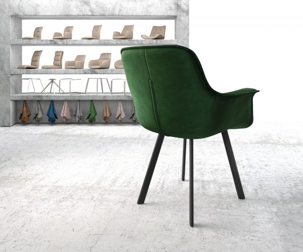 Jídelní židle Kaira-Flex Velvet Green 4-nohá oválná černá - Image 3