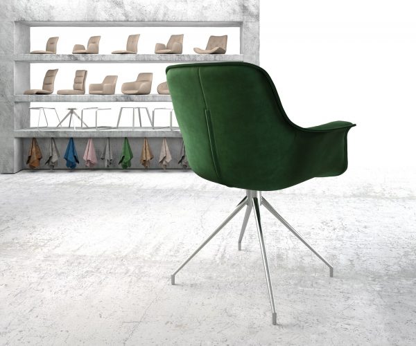 Otočná židle Kaira-Flex Velvet Green Křížový rám kuželový nerezový 180° otočný - Image 3