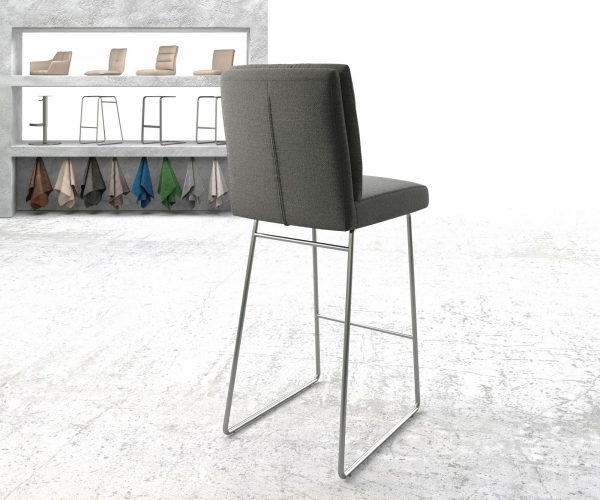 Barová židle Pela-Flex Texturovaná tkanina Antracit Skid rám Nerezová ocel - Image 3