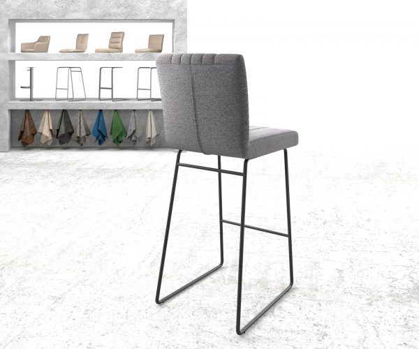 Barová židle Luiga-Flex Texturovaná tkanina Světle šedý kovový rám s kluzným povrchem - Image 3