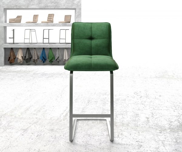 Barová židle Maddy-Flex Velvet Green Cantilever Flat Metal - Image 2