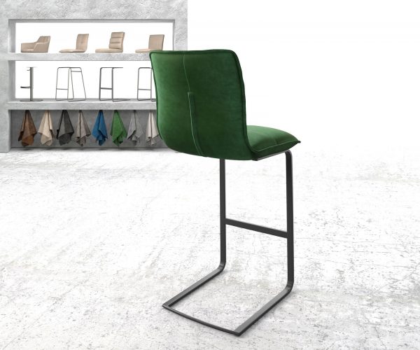 Barová židle Maddy-Flex Velvet Green Cantilever Flat Metal - Image 3