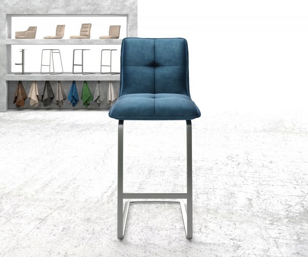 Barová židle Maddy-Flex Velvet Blue Cantilever Flat Metal - Image 2