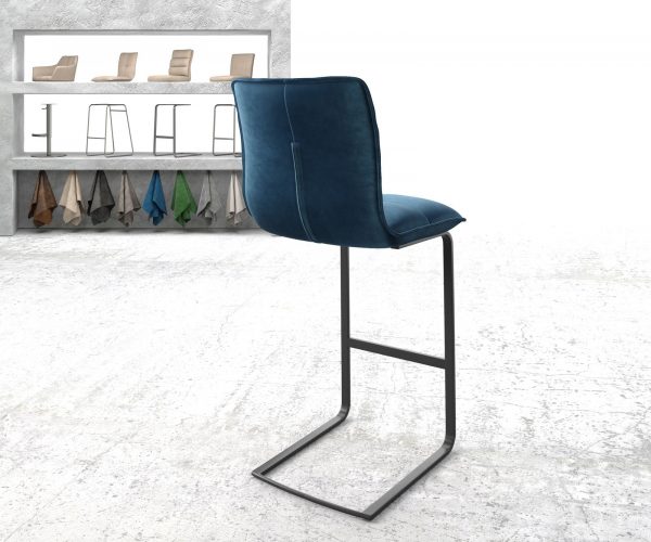 Barová židle Maddy-Flex Velvet Blue Cantilever Flat Metal - Image 3