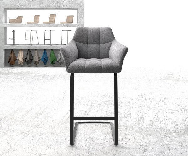 Barová židle Yulo-Flex Textured Fabric Light Grey Cantilever Flat Metal - Image 2