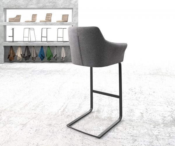 Barová židle Yulo-Flex Textured Fabric Light Grey Cantilever Flat Metal - Image 3