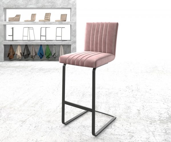 Barová židle Luiga-Flex Velvet Rosé Cantilever Flat Metal