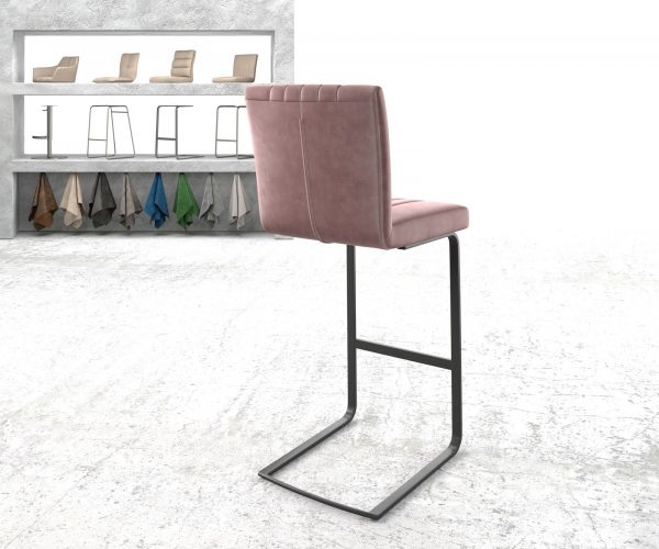 Barová židle Luiga-Flex Velvet Rosé Cantilever Flat Metal - Image 3