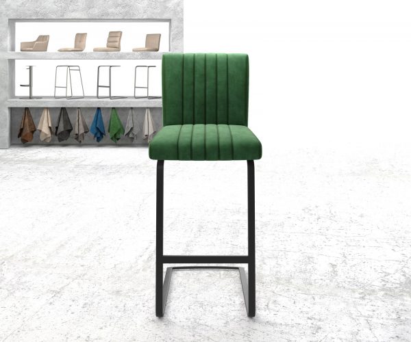 Barová židle Luiga-Flex Velvet Green Cantilever Flat Metal - Image 2