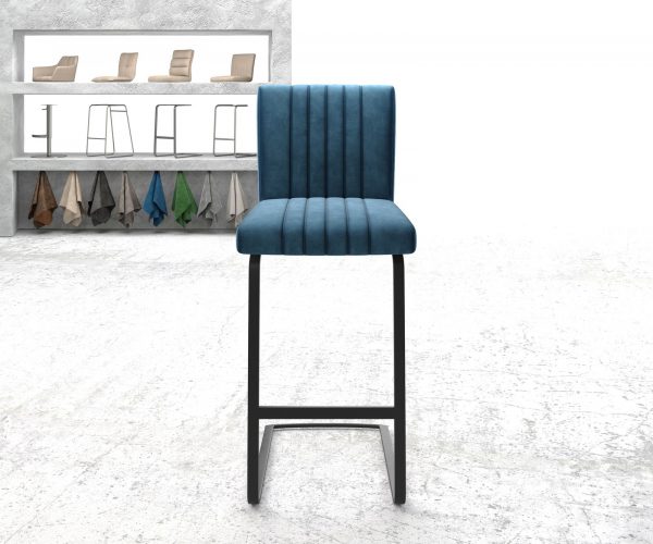 Barová židle Luiga-Flex Velvet Blue Cantilever Flat Metal - Image 2
