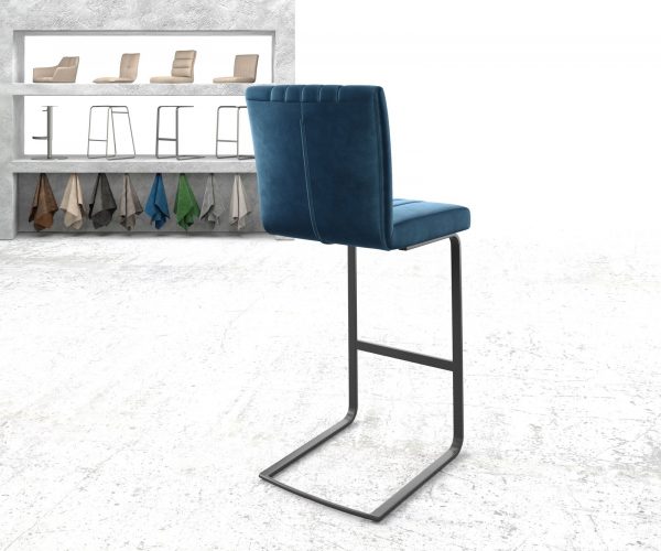 Barová židle Luiga-Flex Velvet Blue Cantilever Flat Metal - Image 3