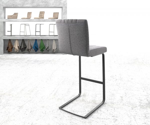Barová židle Luiga-Flex Texturovaná tkanina Světle šedá Konzola Plochý kov - Image 3