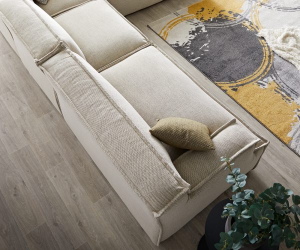 Rohová sedací souprava Basit 340 x 250 cm Žinylka Béžová Otoman Variabilní - Image 5