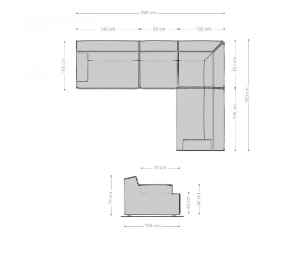 Rohová sedací souprava Basit 340 x 250 cm Žinylka Béžová Otoman Variabilní - Image 6