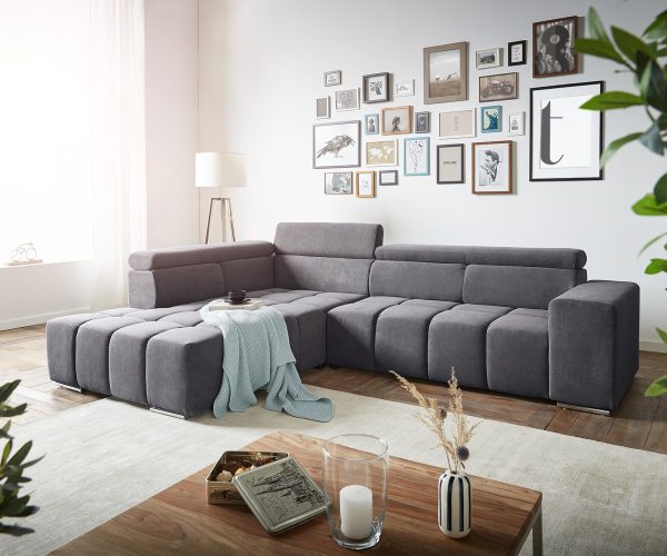 Rohová pohovka Torin 300x210 cm mikrovlákno kamenně šedý levá