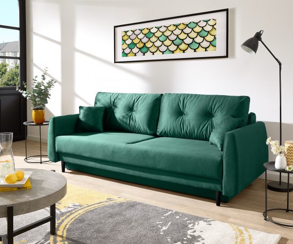 Rozkládací pohovka Fedja Velour Green 220x90 cm