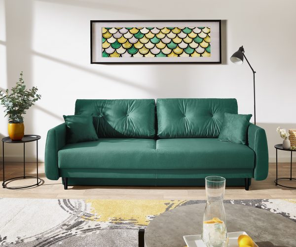 Rozkládací pohovka Fedja Velour Green 220x90 cm - Image 4