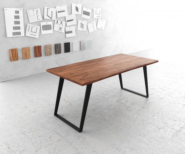 Jídelní stůl Edge 180x90cm hnědá akácie kov černý šikmý