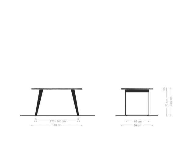 Jídelní stůl Edge 140x90cm Akátová hnědá nerezová ocel Stříbrný šikmý živý okraj - Image 6