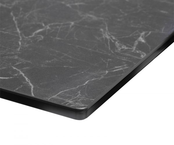 Jídelní stůl Edge 140x90cm Laminam® keramika šedá podnož černá plochá ocel - Image 5
