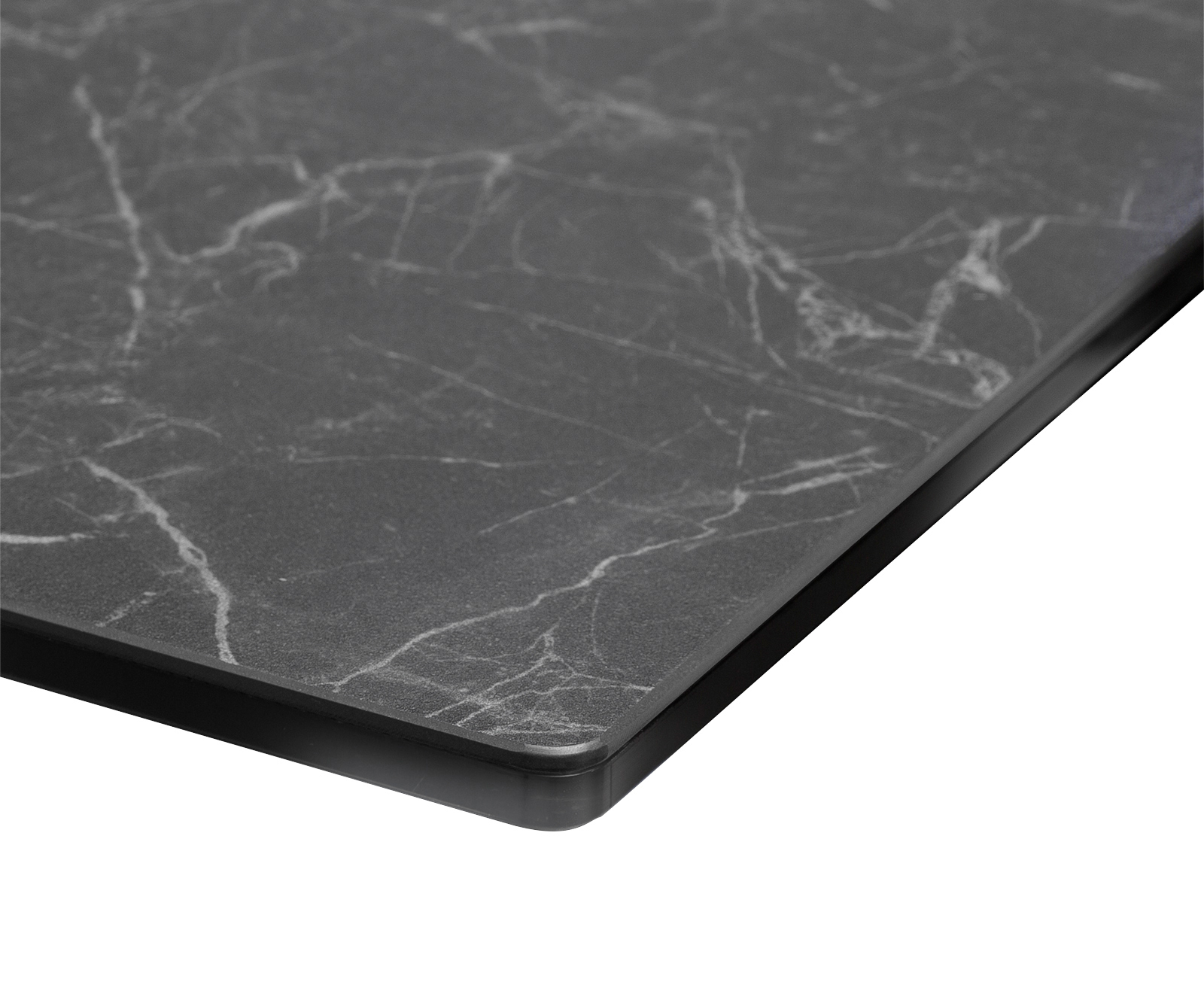Jídelní stůl Edge 180-220x90cm keramika Laminam®Nero Greco antracitová středová podnož plochá ocel stříbrná rozkládací - Obrázek 5