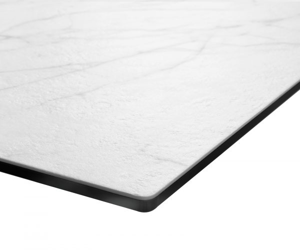 Jídelní stůl Edge 180-220x90cm Laminam® keramika bílá rozkládací křížová podnož stříbrná - Image 5