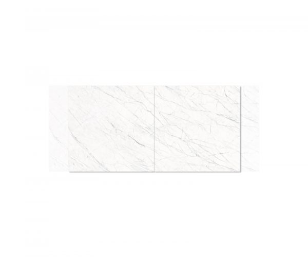 Jídelní stůl Edge 180-220x90cm Laminam® keramika bílá rozkládací křížová podnož stříbrná - Image 4
