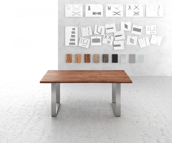 Jídelní stůl Edge 180x90cm akácie hnědá nerezová úzká podnož - Image 2