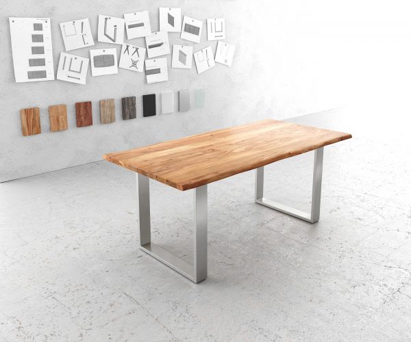 Jídelní stůl Edge 180x90cm přírodní akácie nerezová ocel úzká