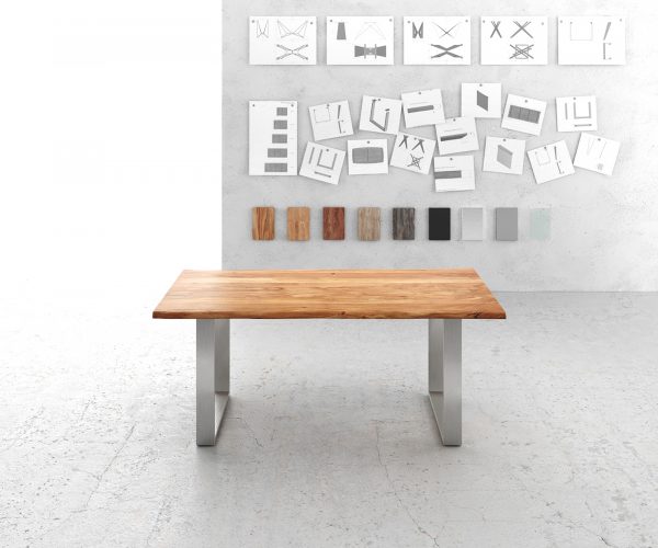 Jídelní stůl Edge 180x90cm přírodní akácie nerezová ocel úzká - Image 2