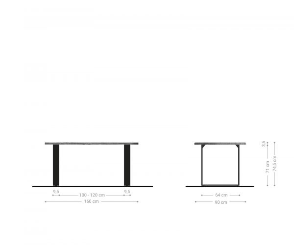 Jídelní stůl Edge 160x90cm akácie hnědá nerezová úzká podnož - Image 6