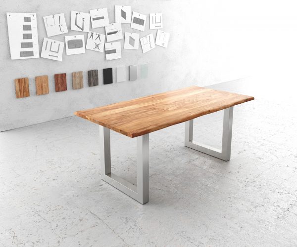 Jídelní stůl Edge 180x90cm přírodní akácie nerezová ocel široká