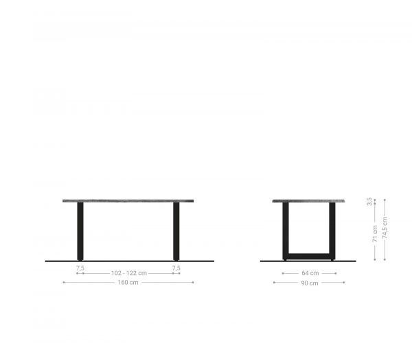 Jídelní stůl Edge 160x90cm akácie hnědá nerezová ocel široká - Image 6