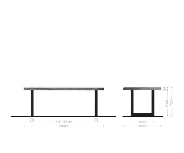 Jídelní stůl Edge 220x100cm XL hnědá akácie nerezová ocel široká - Image 6
