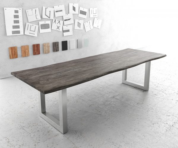Jídelní stůl Edge 280x100cm platinová akácie nerezová ocel široká