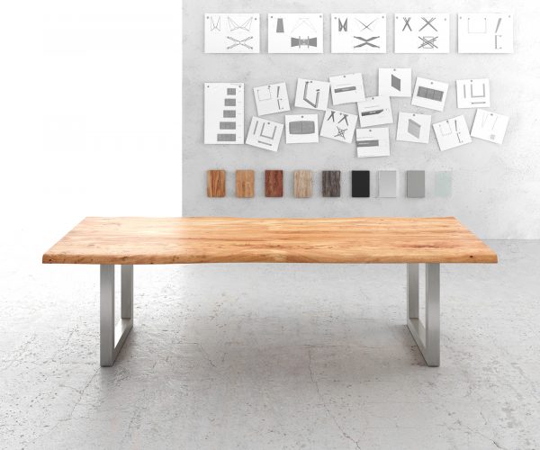 Jídelní stůl Edge 280x100cm XL akácie přírodní nerezová ocel široká - Image 2