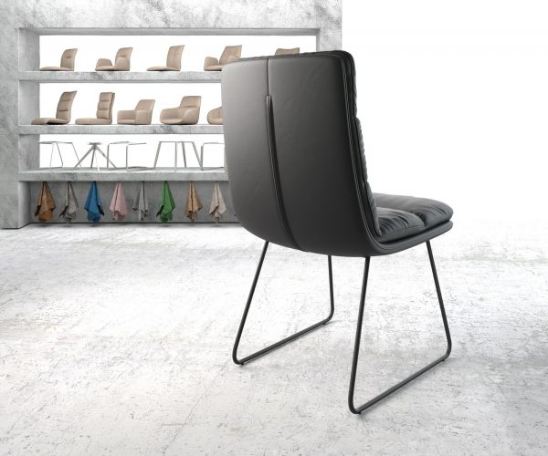 Jídelní židle Abelia-FlexPravá Kůže Černá Skid Rám Černá - Image 3