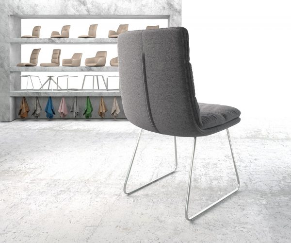 Jídelní židle Abelia-Flex Texturovaná tkanina Světle šedá Rám z nerezové oceli proti skluzu - Image 3