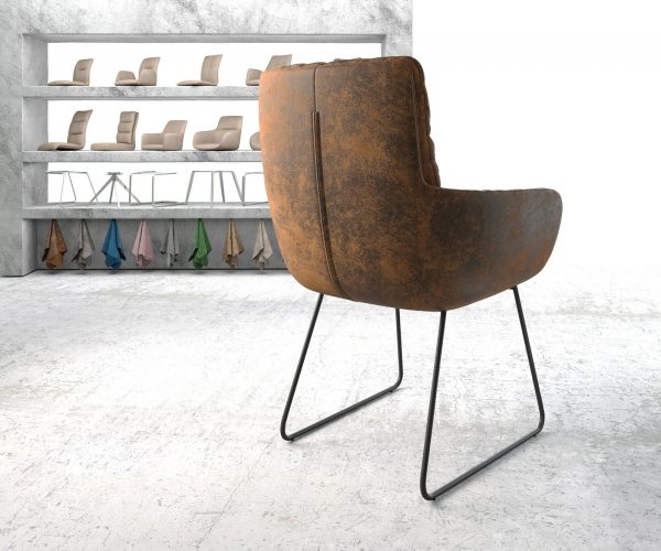 Jídelní židle Abelia-Flex s područkami Hnědá Vintage Skid rám Černý - Image 3