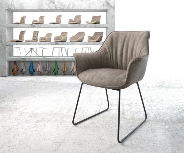 Jídelní židle Keila-Flex s područkami taupe vintage tenká podnož černá