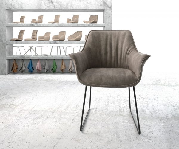 Jídelní židle Keila-Flex s područkami taupe vintage tenká podnož černá - Image 2