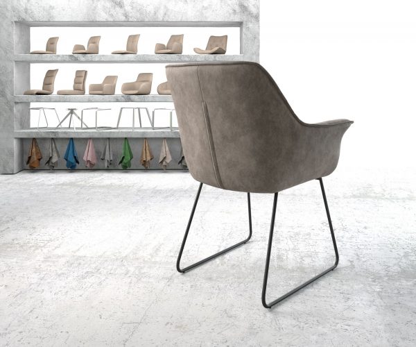Jídelní židle Keila-Flex s područkami taupe vintage tenká podnož černá - Image 3