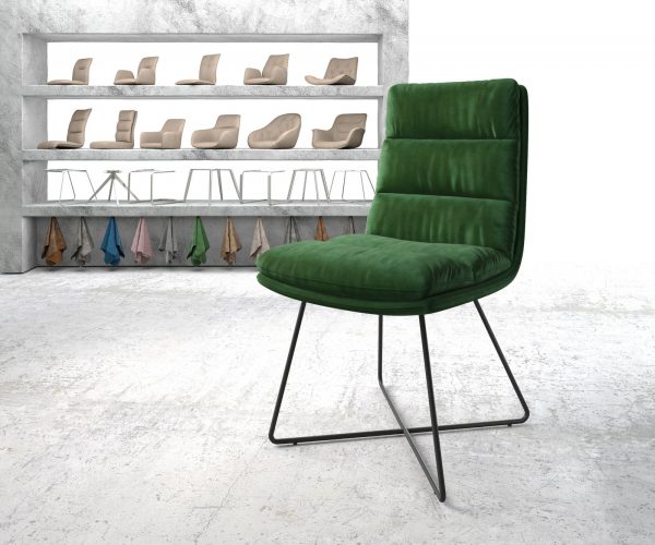 Jídelní židle Abelia-Flex Velvet Green X-frame Black
