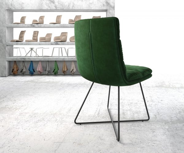Jídelní židle Abelia-Flex Velvet Green X-frame Black - Image 3