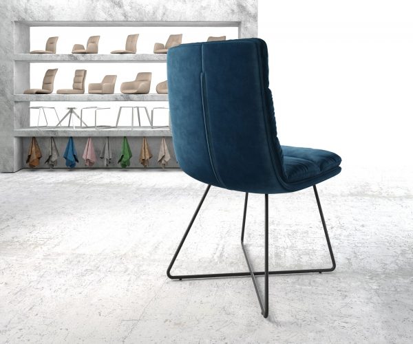 Jídelní židle Abelia-Flex Velvet Blue X-frame Black - Image 3