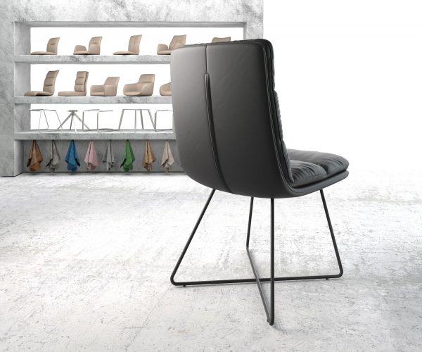 Jídelní židle Abelia-Flex Pravá kůže Černá X-rám Černá - Image 3
