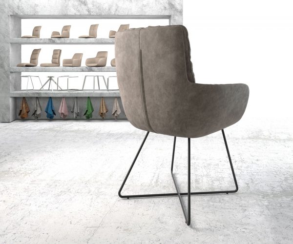Jídelní židle Abelia-Flex s područkou taupe vintage podnož ve tvaru "X" černá - Image 3