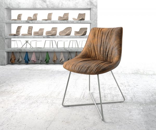 Jídelní židle Elda-Flex Brown Antique X-rám z nerezové oceli