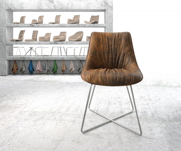 Jídelní židle Elda-Flex Brown Antique X-rám z nerezové oceli - Obrázek 2