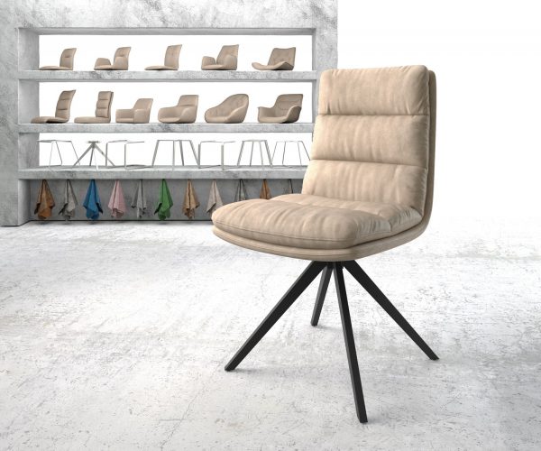 Otočná židle Abelia-Flex Béžová Vintage Cross Rám Edged Černá